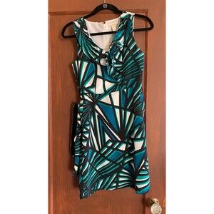 NWOT! Banana Republic sleeveless dress, teal/black/blue/white, size 0 petite